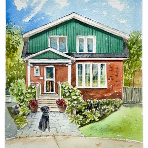 House portrait handmade painted Watercolour Home portrait-Personalized Housewarming Gift-First Home Gift-Realtor Gift-Original watercolor image 2