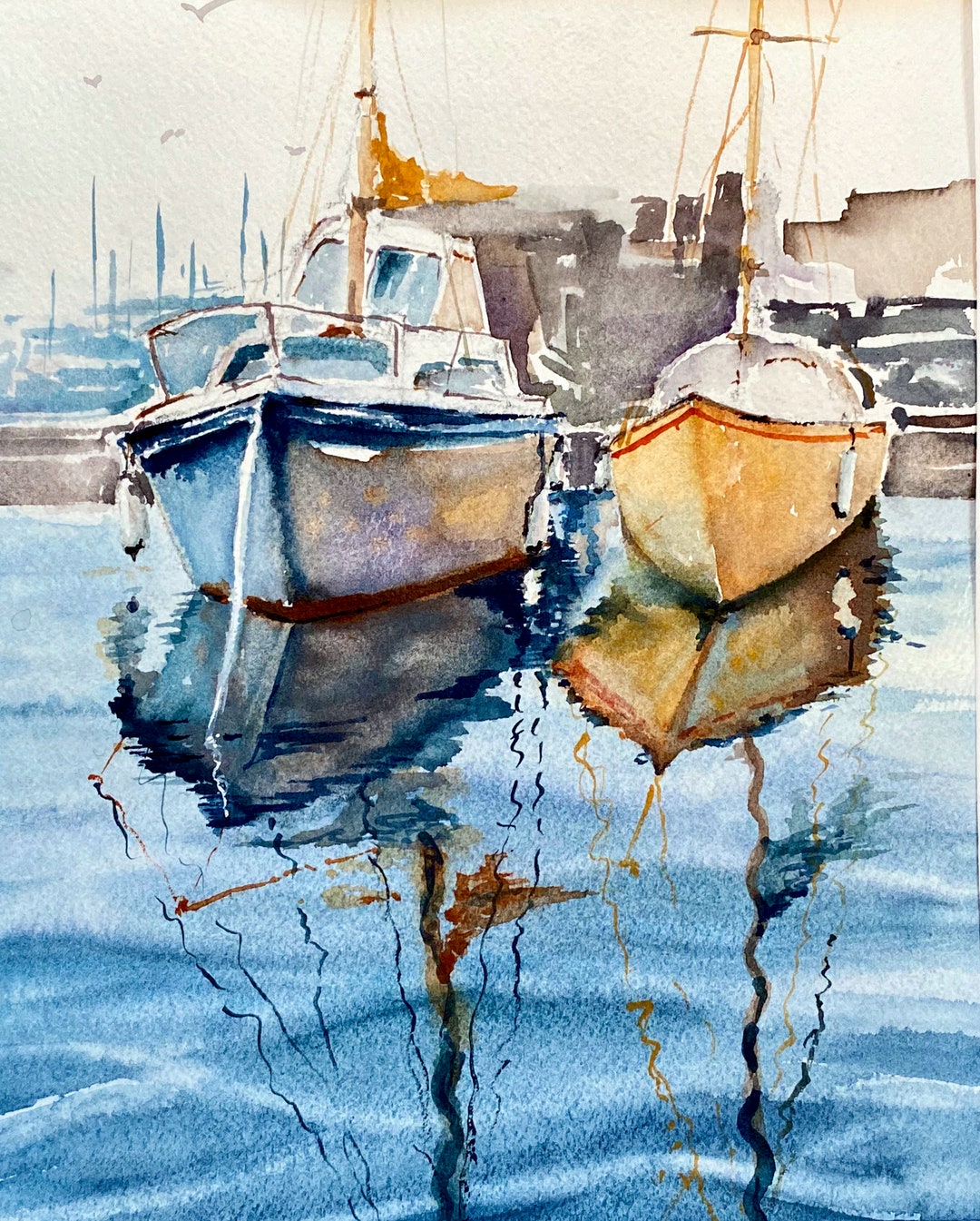 水彩画のカスタムボート絵画 - ボートアート - ヨットポートレート