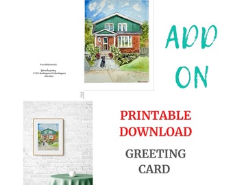 ADD ON Digital Download -Greeting Card with Your House Portrait  - This Listing is only for who ordered house portrait
