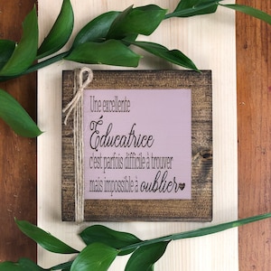 Cadeau personnalisé pour Éducateur(trice) ou Professeur : Affiche en bois gravée au laser, Création québécoise