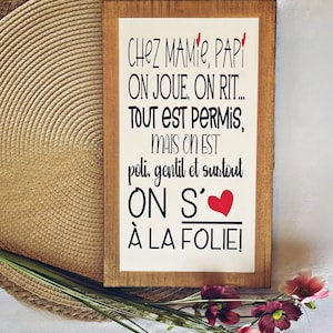 Affiche en Bois Peinte à la Main,  Cadeau  pour Grands-Parents, Mamie, Papie, Mémère, Pépère, Une Création Québécoise Personnalisée