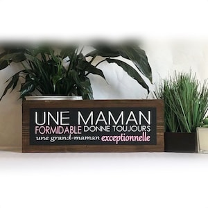 Affiche en bois peint à la main, Cadeau idéal grand-maman ou mamie, Création québécoise, Cadeau personnalisé pour grand-mère