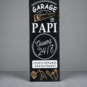 Idées cadeaux pour l'atelier de papa, papi ou grand-papa, Pancarte en bois pour le papa bricoleur, Enseigne de garage personnalisée.