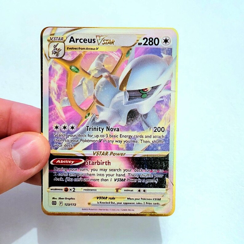 Arceus Vstar Gold Pokemon Card Custom Metal Card Etsy