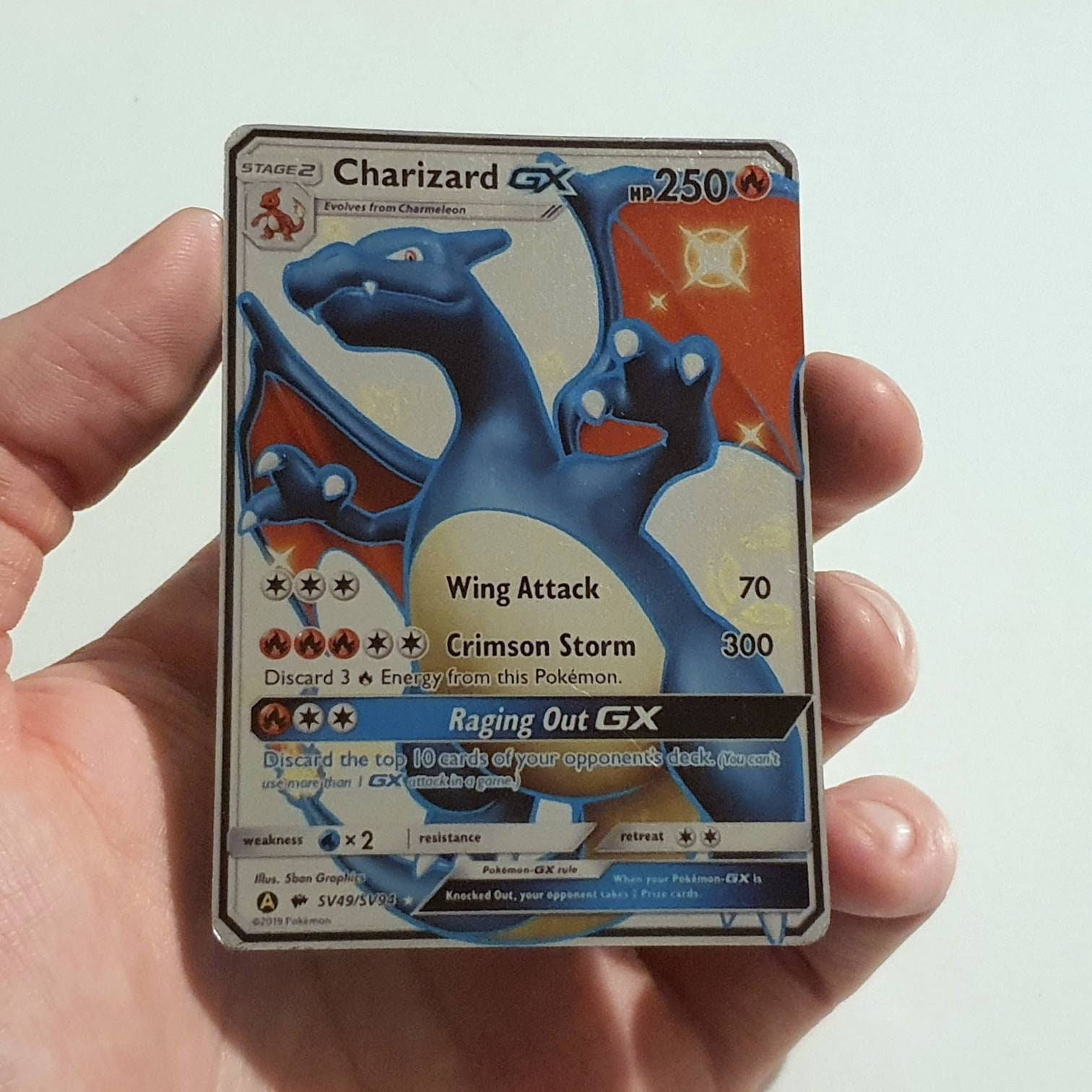 Charizard Gx Holographic Custom Made Pokemon Card Shiny Etsy