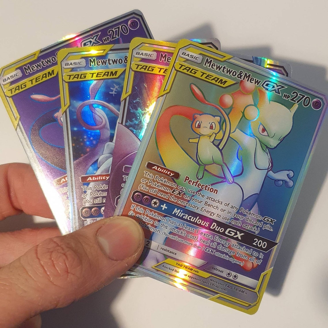 Mewtwo & Mew GX HOLOGRAPHIC Tag Team 4 Custom Made Cards | Etsy