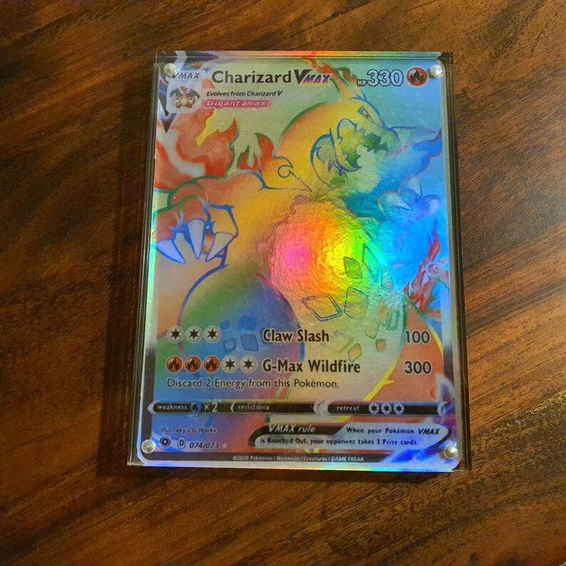Jumbo Rainbow Charizard VMAX Holo Custom Made Pokemon Card