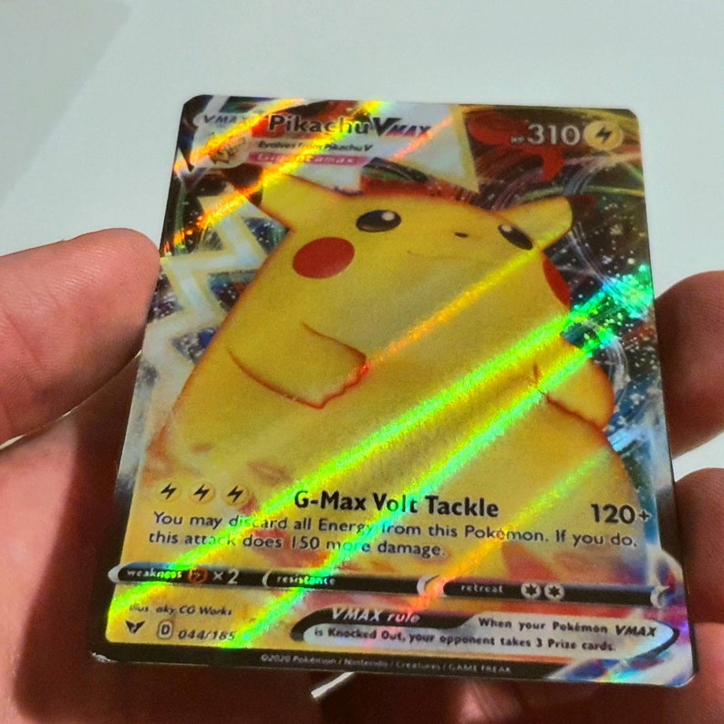 Pikachu Vmax Holo Custom Made Pokemon Card Etsy