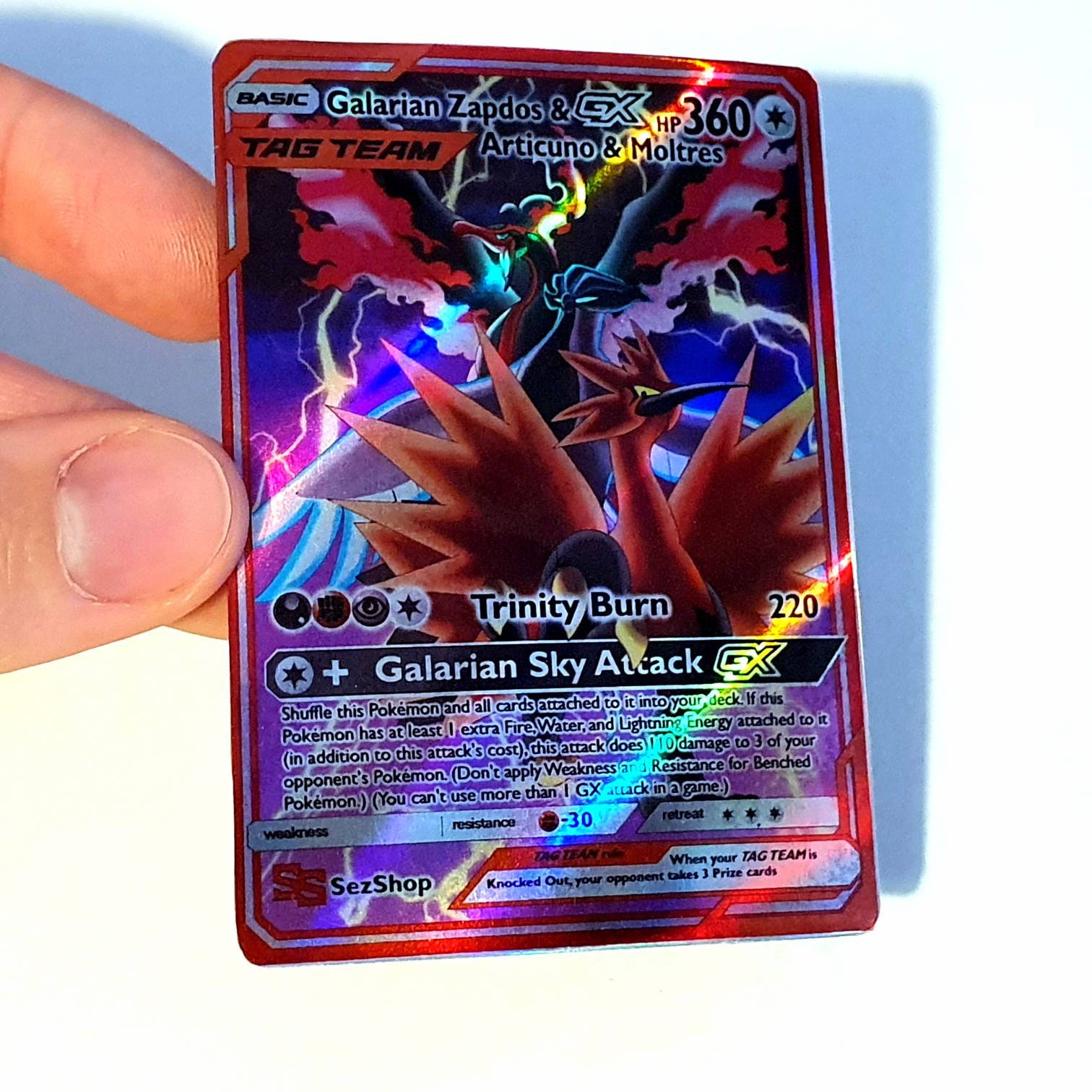 Galarian Zapdos Articuno Moltres Custom Art Card Tag Team Etsy UK