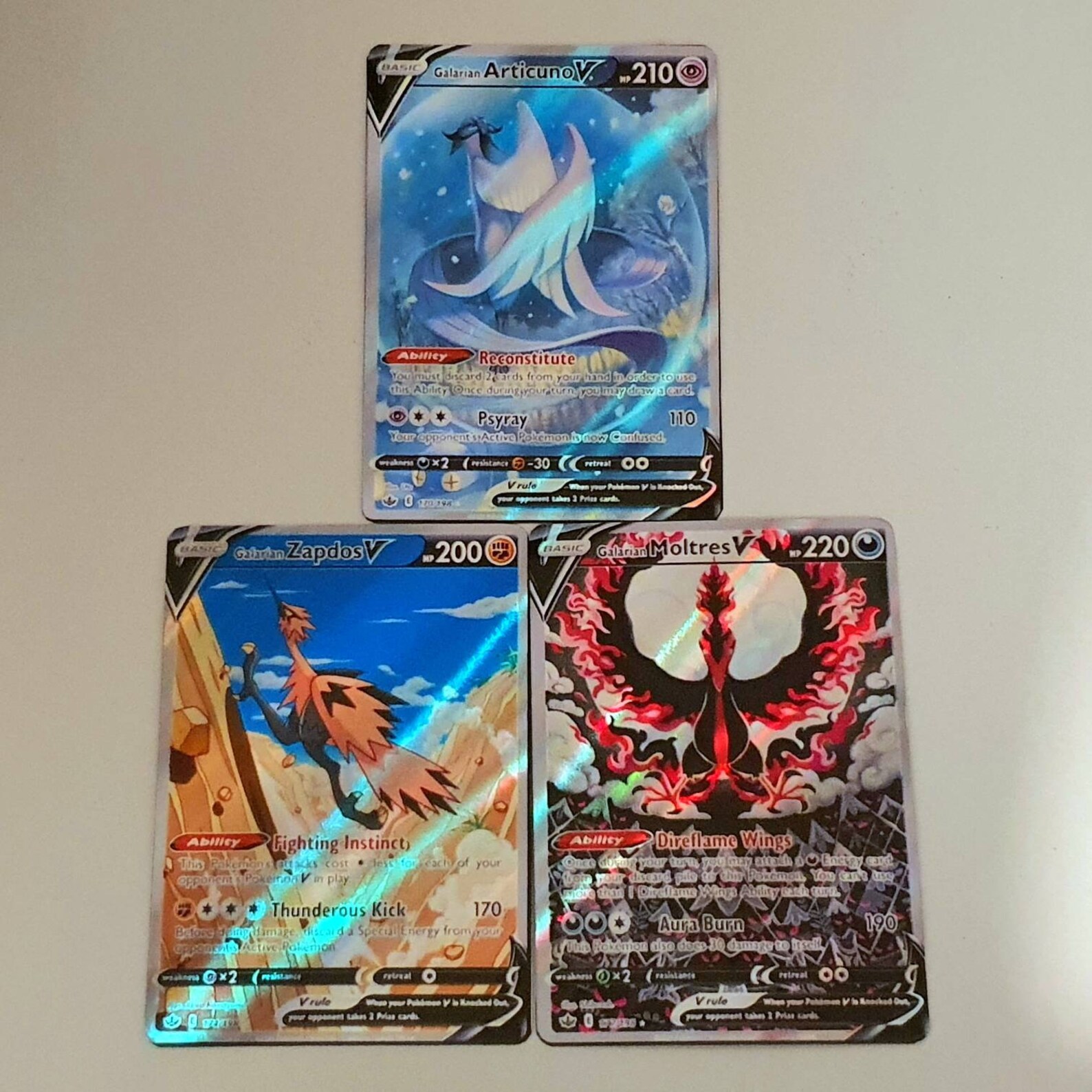Galarian Moltres Zapdos Articuno V Custom Made Holo Pokemon | Etsy