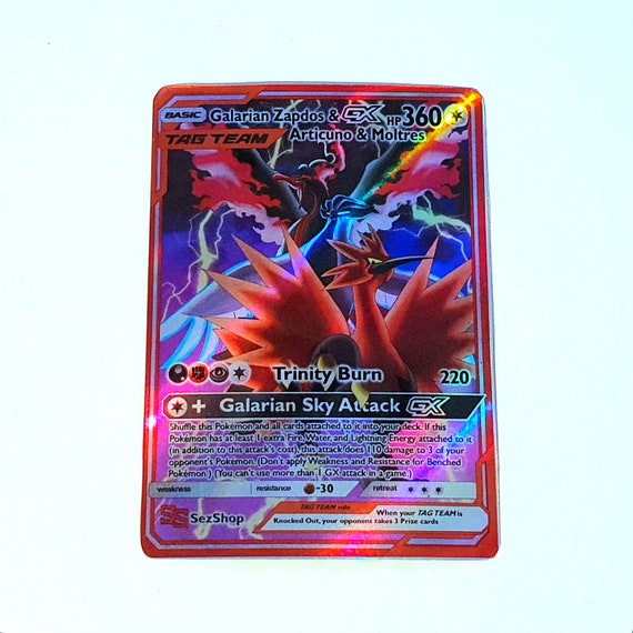 Galarian Zapdos Articuno Moltres Custom Art Card Tag Team Etsy