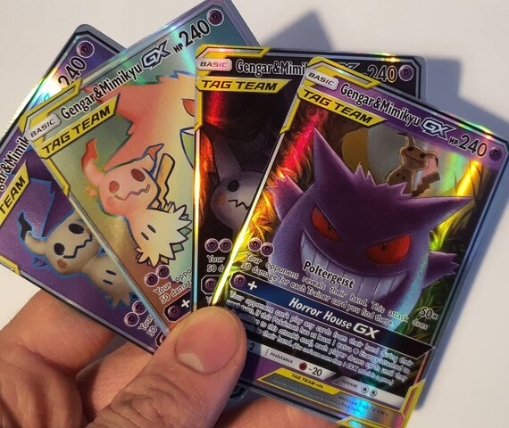 Gengar Mimikyu Gx Custom Made Pokemon Cards Bundle Rainbow Etsy
