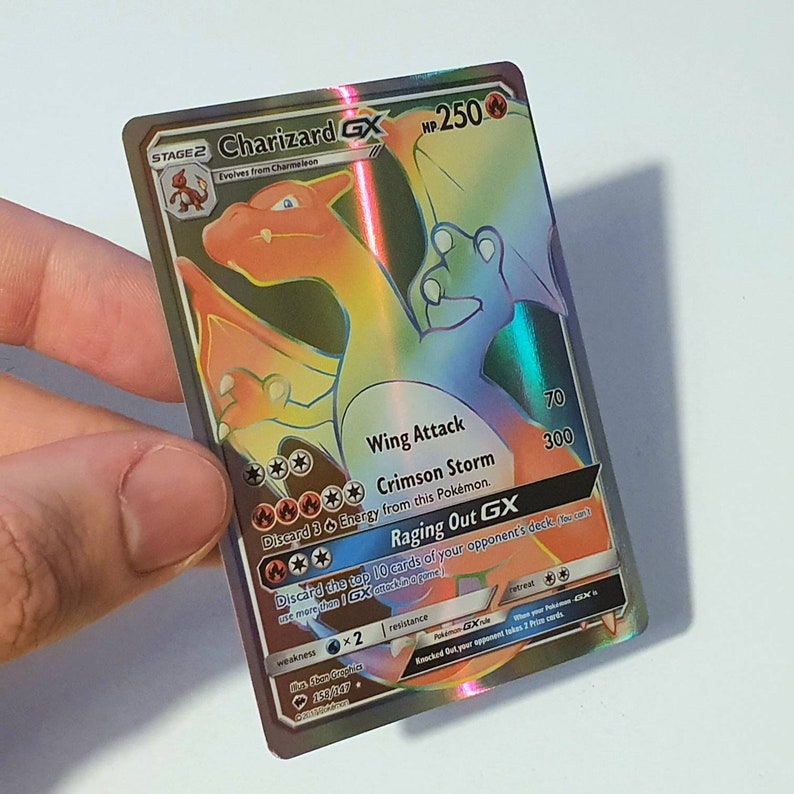 Charizard GX HOLOGRAPHIC Custom Made Shiny Rainbow Rare | Etsy