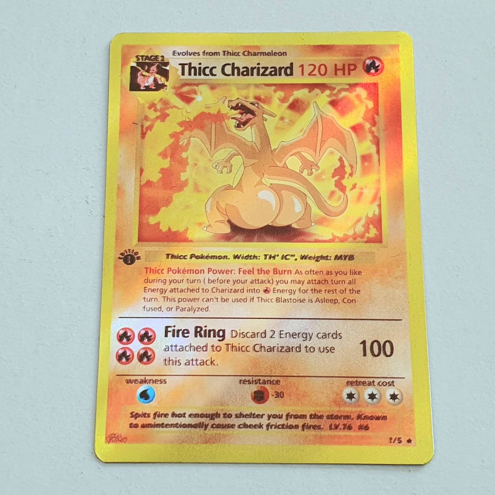 Thicc Charizard Holographic Custom Made Pokemon Card Etsy