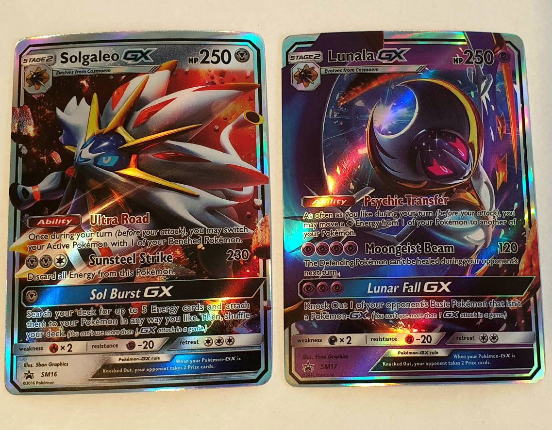 Lunala Solgaleo GX Custom Made Holo Pokemon Cards 