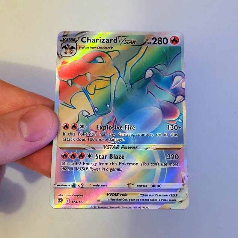 Rainbow Charizard Vstar Holo Custom Made Pokemon Card - Etsy New Zealand