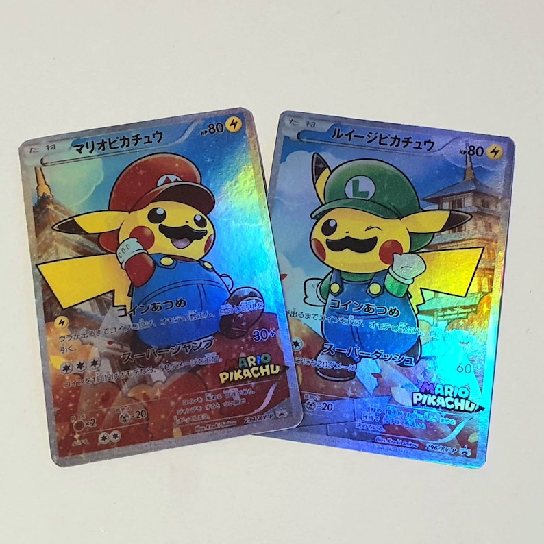 Mario Luigi Pikachu Holo Custom Made Pokemon Cards Etsy UK