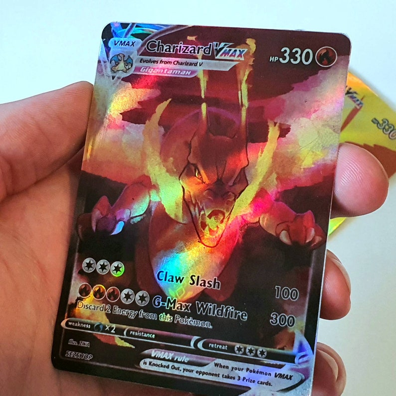 Charizard Vmax Holo Custom Art Gold Pokemon Cards Etsy