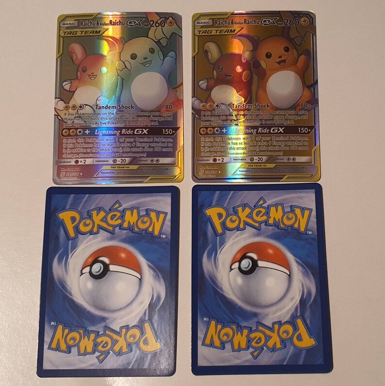 Raichu & Alolan Raichu Tag Team GX Custom Made Pokemon Cards Etsy