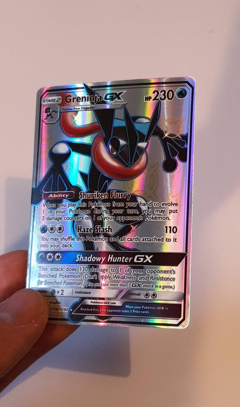 Greninja Gx Pokemon Card Custom Made Shiny Holo Card Etsy Greninja Gx Pokemon Card Custom Made Shiny Holo Card Etsy