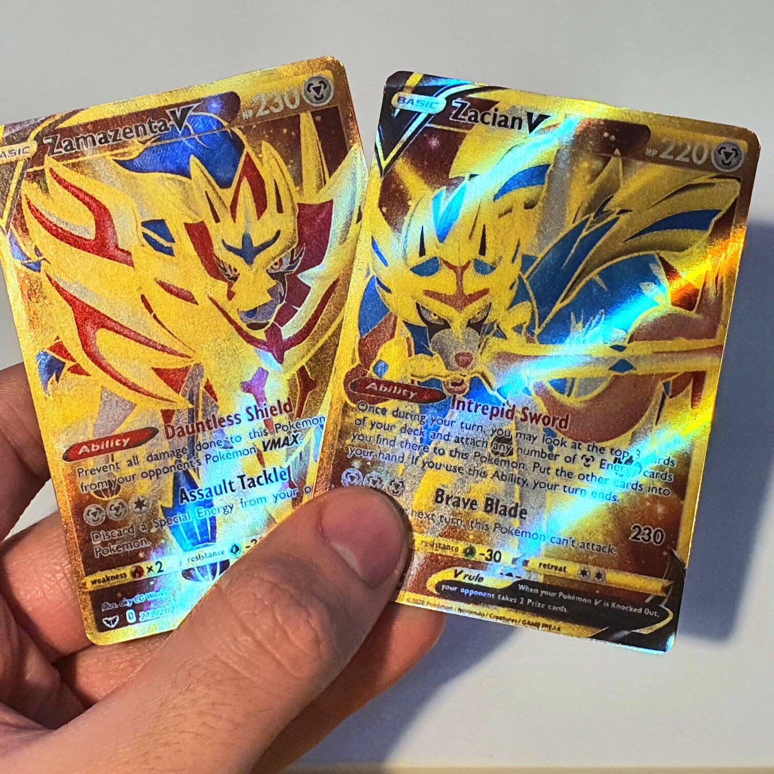 Zacian & Zamazenta V Gold Holo Custom Made Pokemon Cards Etsy