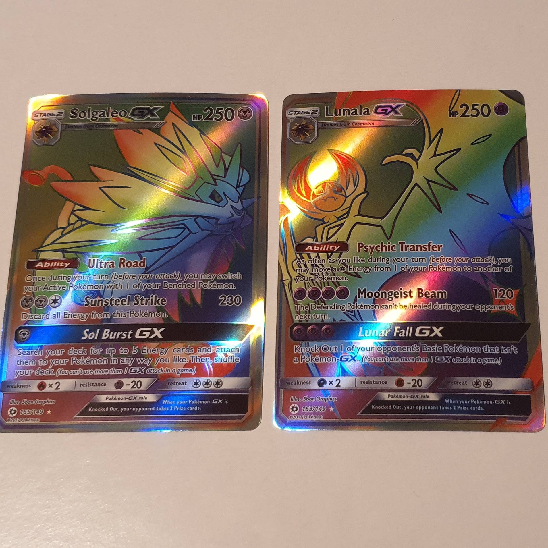 Lunala & Solgaleo GX Rainbow Rare Regalo de tarjeta Pokemon Etsy