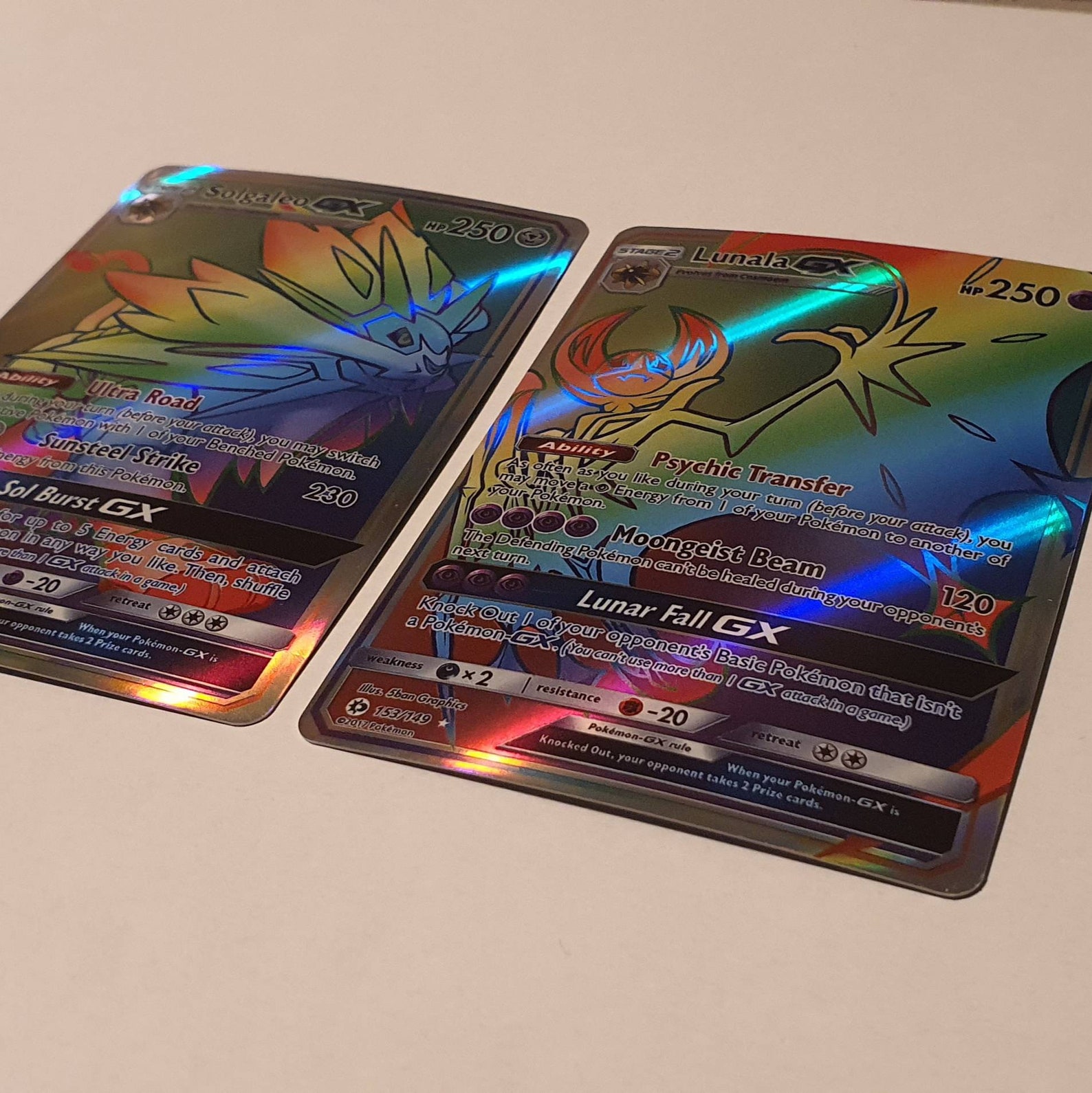 Lunala & Solgaleo GX Rainbow Rare Custom Made Pokemon Card Etsy Canada