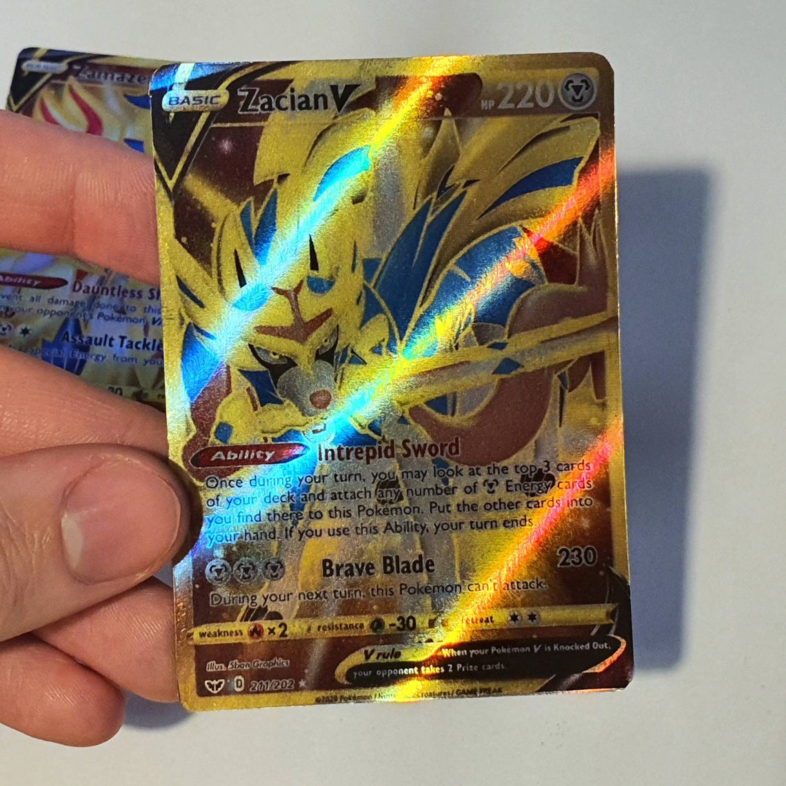 Zacian & Zamazenta V Gold Holo Custom Made Pokemon Cards Etsy