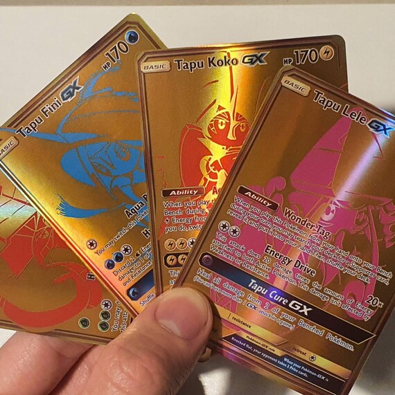 Tapu Koko Bulu Lele Fini Gold Pokemon Cards Bundle | Etsy