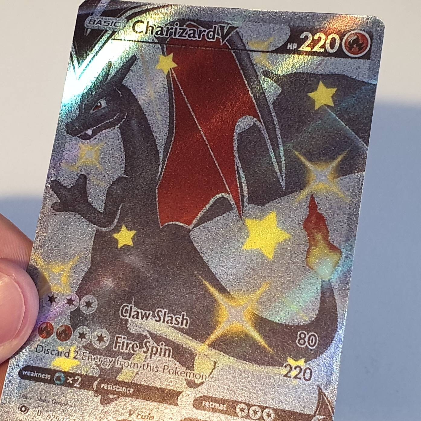 Holo Glitter Effect Version Shiny Charizard V Custom Made Etsy Denmark