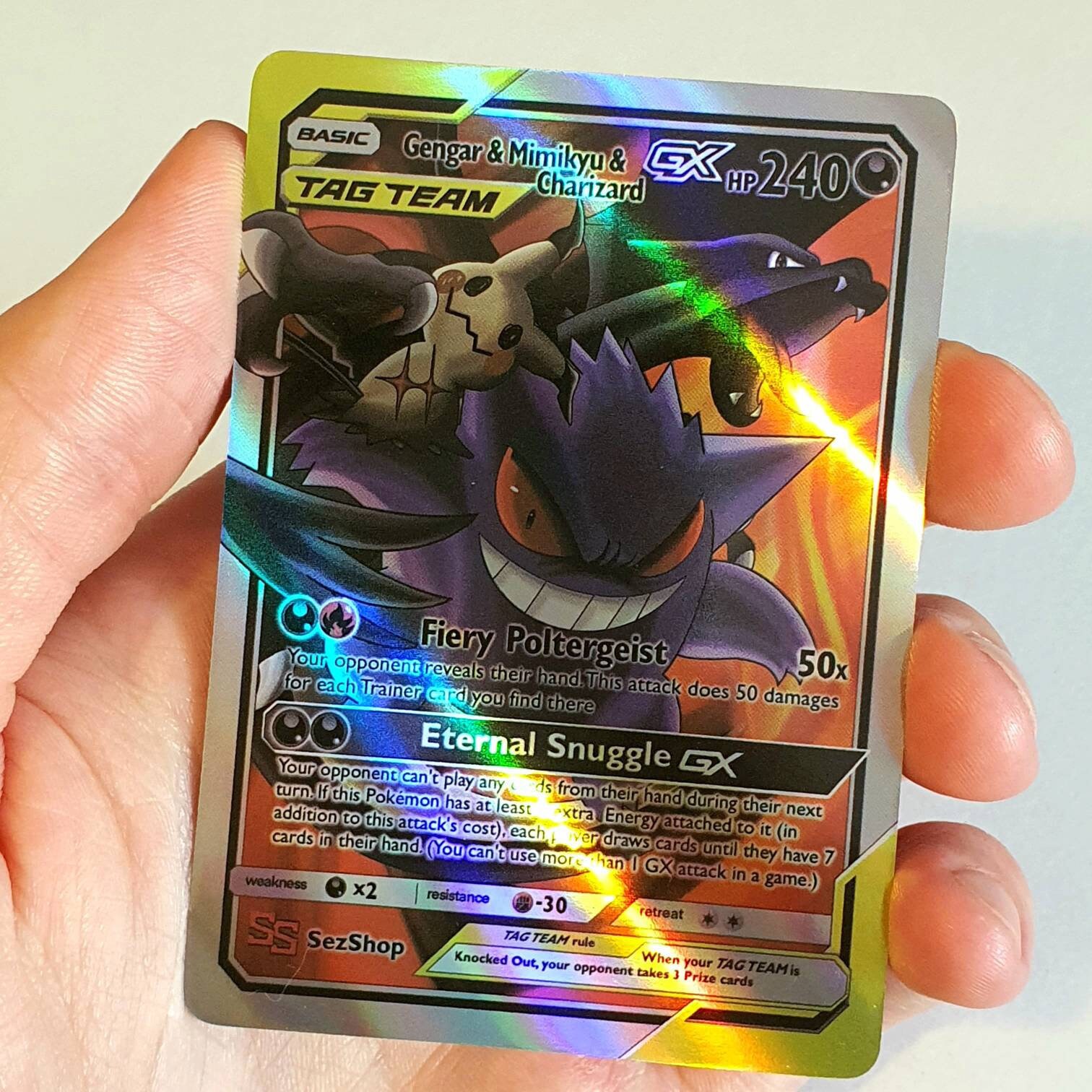 Charizard Gengar Mimikyu Tag Team GX Holographic Custom Etsy