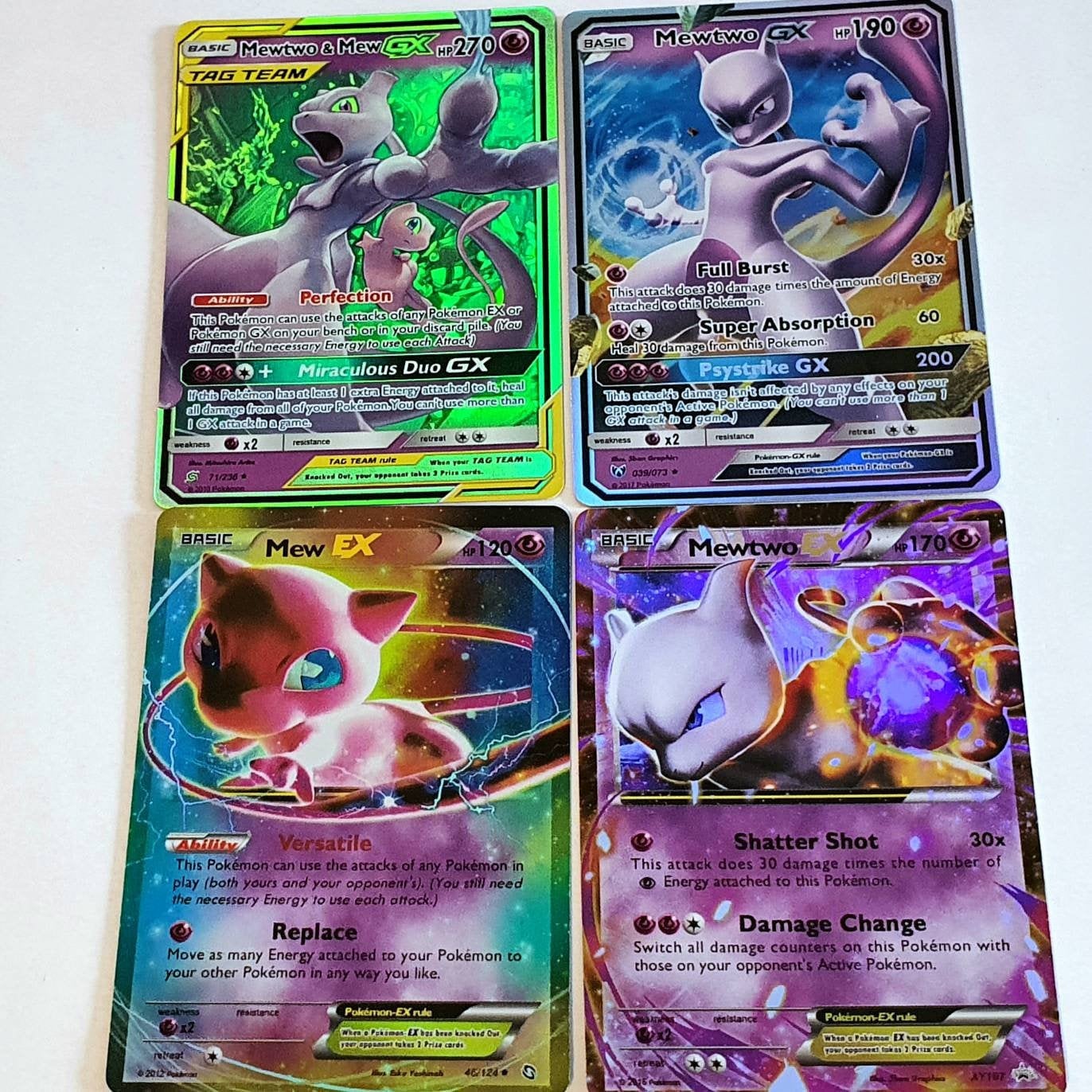 Mewtwo Mew 4 Cards Gx Ex Holographic Custom Made Etsy Uk