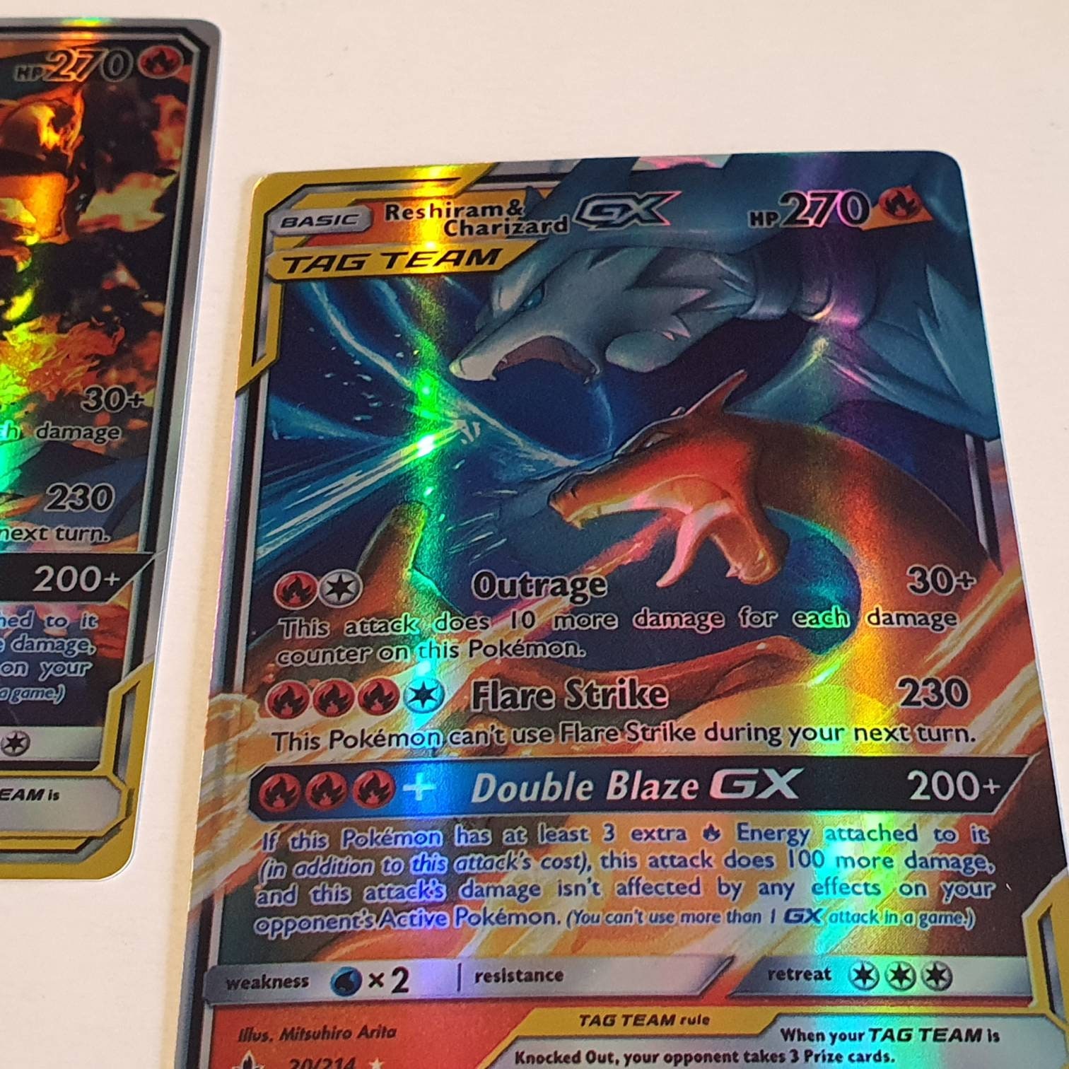 Charizard Reshiram HOLOGRAPHIC Tag Team GX Rainbow Rare Holo Etsy