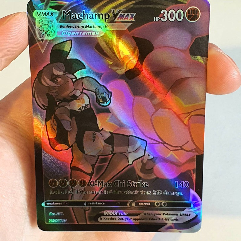 Machamp Vmax Holographic Custom Made Pokemon Card Etsy