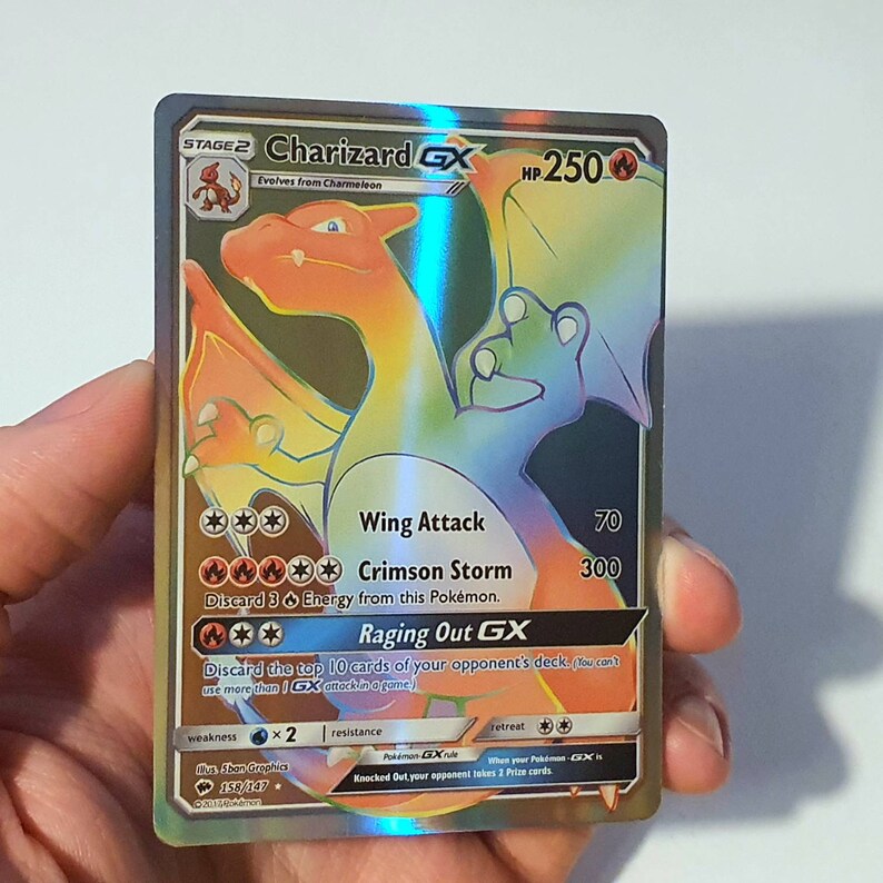 Charizard GX HOLOGRAPHIC Custom Made Shiny Rainbow Rare | Etsy
