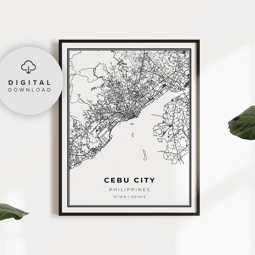 Cebu City Map Print, Philippines Map Art Poster, Printable City Street ...