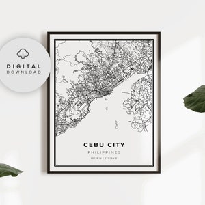 Cebu City Map Print, Philippines Map Art Poster, Printable City Street ...