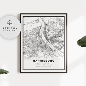 Harrisburg Map Print, Pennsylvania PA USA Map Art Poster, druckbare Straßenkarte, druckbares Geschenk für sie, nzp115