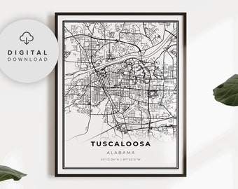 Printable Map of Tuscaloosa Alabama AL United States - Etsy
