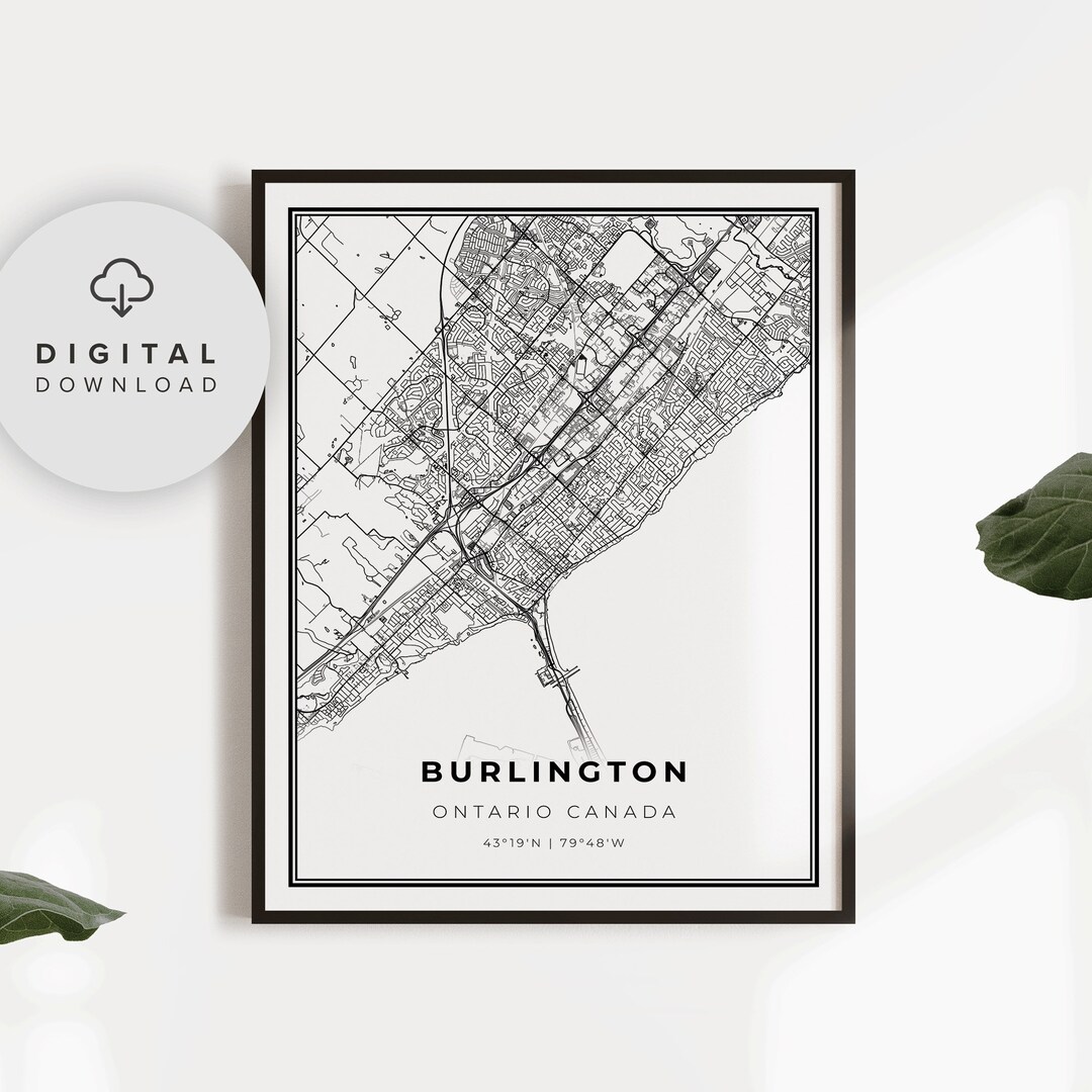 Burlington Ontario Canada Map Art Print (digital Download), NP528 - Etsy