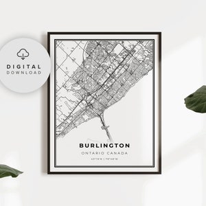Burlington Map Print (Ontario ON Canada Art Poster), Toronto GTA Printable city road map, city map of, NP528