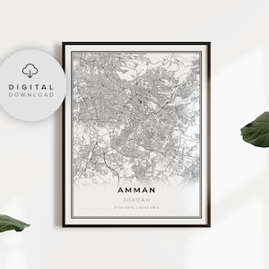 Amman Map Print, Jordanien Map Art Poster, druckbare Straßenkarte, Straßenkarte, Geschenk College Boy, NF834