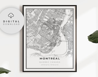 Montreal Map Print, Quebec QC Canada Map Art Poster, Printable city street road map, City art poster, NP725