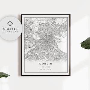 Dublin Karte Druck, Irland Karte Kunst poster, Baile Cliath, druckbare Stadt Straße Straßenkarte, digitale Stadtkarte, NP500