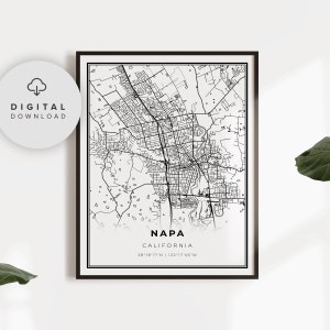 Napa Map Print, California Map Art Poster, Napa County, Napa Valley, Printable city street road map, NP184