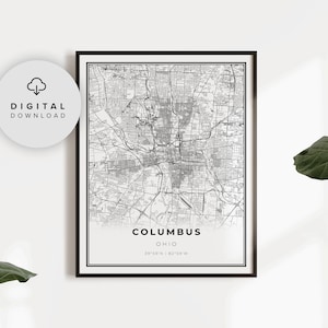 Columbus Map Print, Ohio OH USA Map Art Poster, Printable city street road map, City map artwork, gift parents, NP223