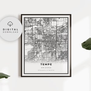 Tempe Map Print, Arizona AZ USA Map Art Poster, druckbare Straßenkarte, druckbare Wandkunst, beschenken Sie sich selbst, NF237