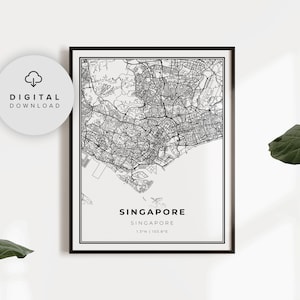 Singapur Karte Drucken, Singapur Karte, Kunstposter, druckbare Karte, Geschenkideen für Jungen, druckbare Karte, EP686