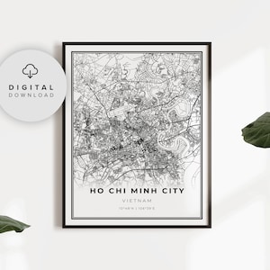 Ho Chi Minh City Map Print, Vietnam Map Art Poster, Saigon, Printable city street road map, Printable poster, NP572