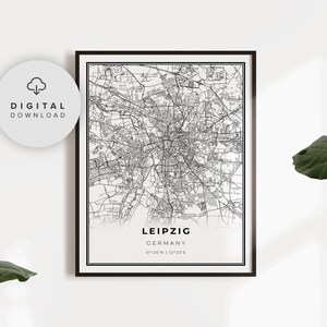 Leipzig Karte Druck, Deutschland Karte Kunst Poster, druckbare Stadt Straße Straßenkarte, digitaler Download, Geschenk Kunst, EP586